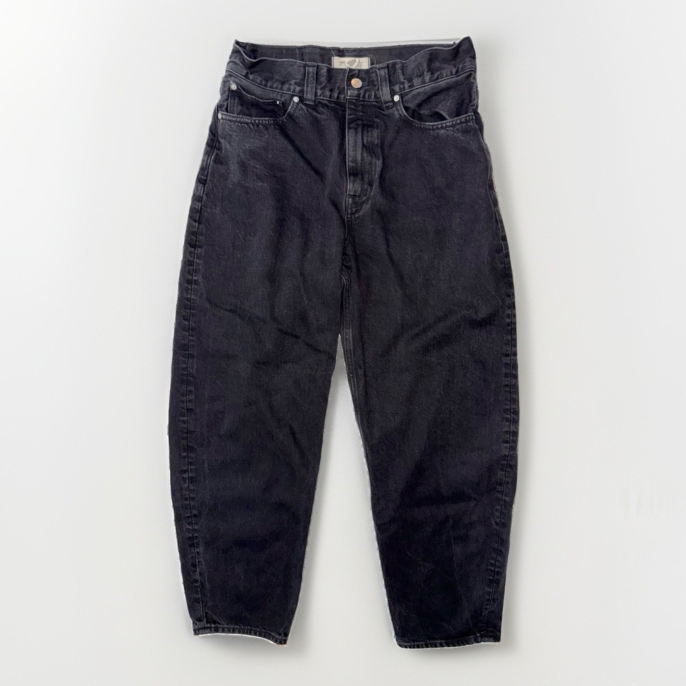 Madewell The Arc-Leg Jeans Womens 26 Black Frost Barrel Tapered Baggy Denim